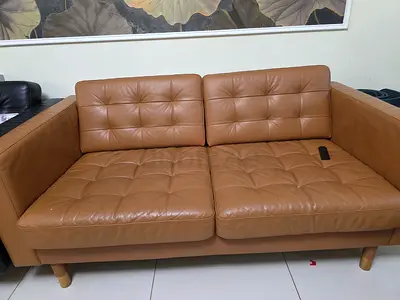 Landskrona Ikea Genuine tan leather 2-seater sofa - good condition