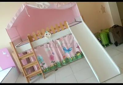 Girls Loft Bed with Slide  Play Tent – Excellent Condition