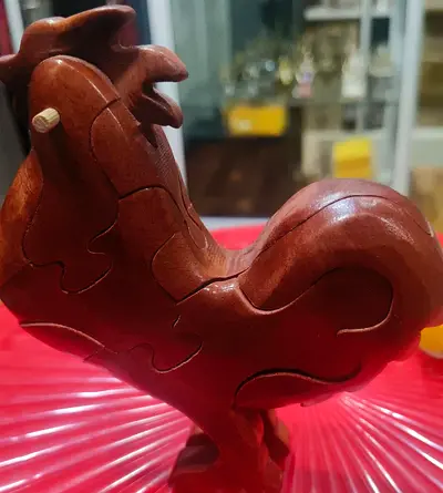 Wooden Rooster Puzzle Box -13cm length