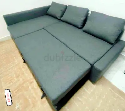 IKEA L Shape Sofa cum bed with big storage and you can fix the storage left or right anyside you wan