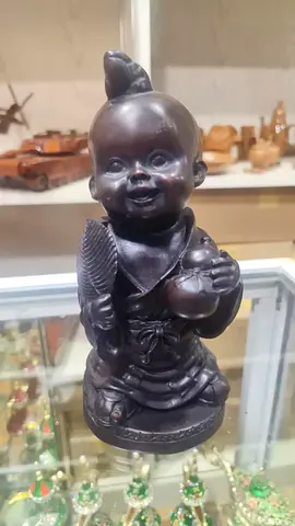 Carved Wooden Child Statue - Decorative Figurine-                              19cm height