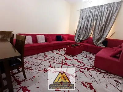 شقة مميزة ونظيفة جدا غرفتين وصاله مفروشه للإيجار الشهري بعجمان منطقة الراشديه 3 بجوار حديقة السيدات.
