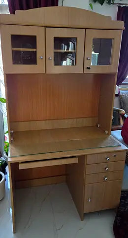 Wooden Study Desk with Hutch and Drawers - Mint Condition