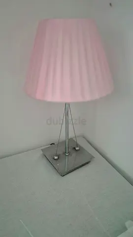 Pink Shade Table Lamp with Chrome Base - Good Condition