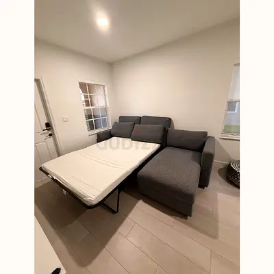 Grey L-shaped Sofa Bed with Ikea vimle Chaise - Good Condition