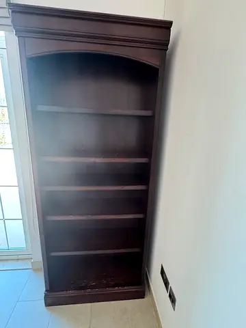 Tall Dark Wood Bookcase / Shelf Unit - Good Condition( real wood )