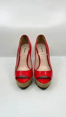 MIU MIU Red Leather Espadrilles Shoes - Size 36.5