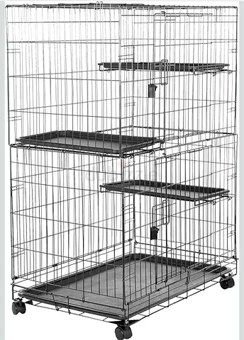 Large Multi-Level Metal Pet Cage with Wheels and Trays