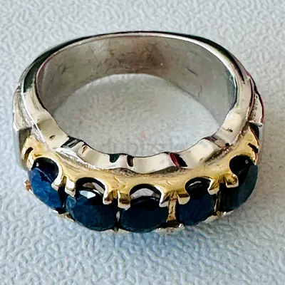 Natural Five-Stone Blue Sapphire Ring