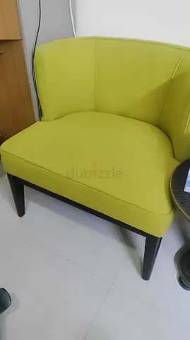 2 Green Accent Armchair - Compact Curved Design