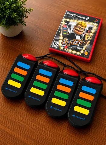 Buzz! The Hollywood Quiz with 4 Wired Buzzers for PlayStation 2