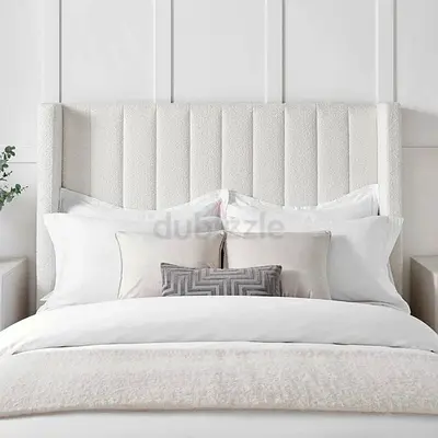 New Luxury wingback headboard Queen Bed in Velvet Fabric — Hydraulic Storage Available on demand