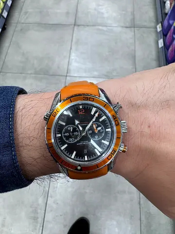 Mens orange chronograph wristwatch - used style diver look seamaster