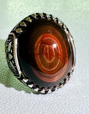 Banded Eye Agate Sulemani Aqeeq Silver Ring