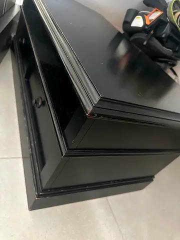 Black Wooden Nightstand / Bedside Table with Drawer - Good Condition