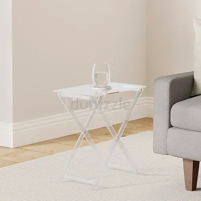 Clear Acrylic Folding Side Table - Compact Sofa End Table