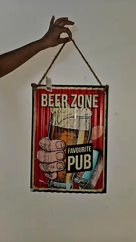 Vintage-style Beer Zone Favourite Pub Metal Wall Sign - Decorative