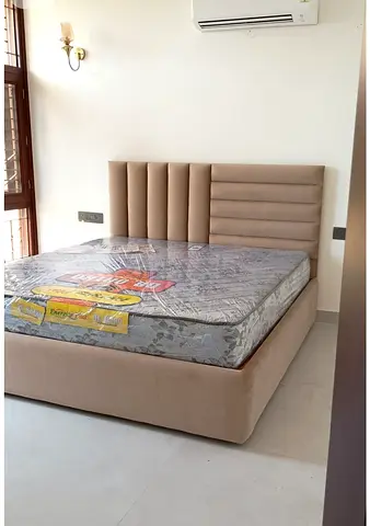 Beige Upholstered Double Bed - Good Condition