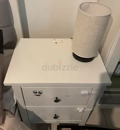 White bedside table (2 drawers)