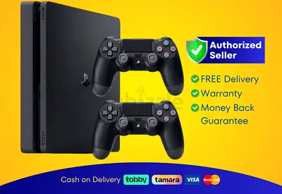 Sony PlayStation 4 - Slim - Black - 500GB with 2 Controller | Brand New |  Warranty | FREE  Delivery