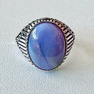 Lavender Agate 950 Silver Ring