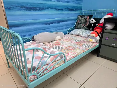 Ikea Minnen Extended Single metal daybed in light blue without mattress - Good condition