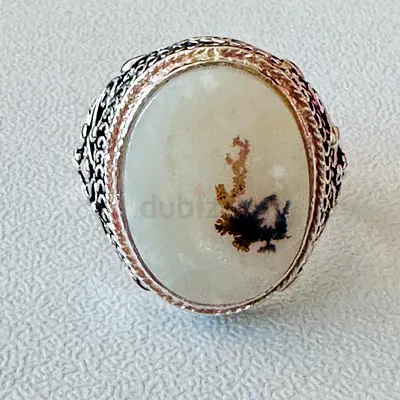 Dendritic Agate Silver Ring