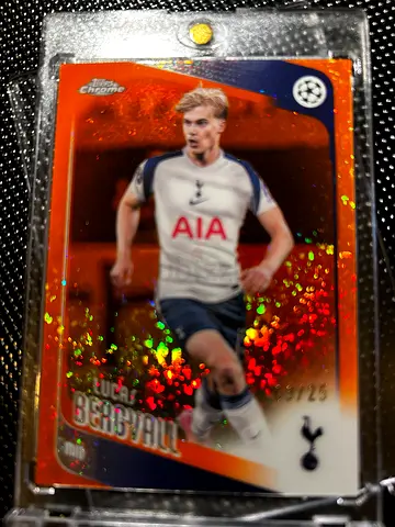 Lucas Bergvall RC Orange Speckle /25 – 2024-25 Topps Chrome UEFA Tottenham Rookie