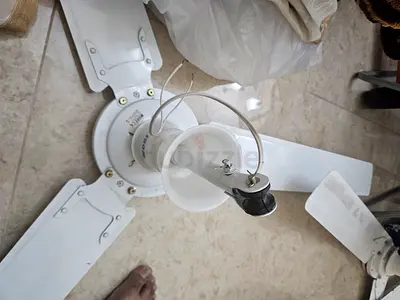 2 pieces White 3-Blade Ceiling Fan - Used, Working Condition with regulators