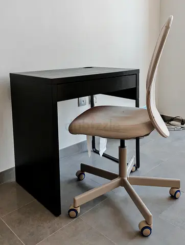 Ikea brown black office desk and chair set