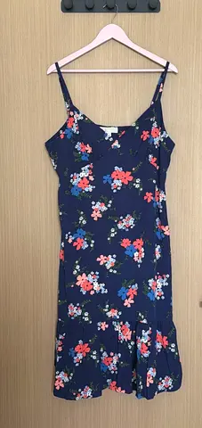 Navy Floral Summer Slip Dress, Size XXL however fit to L and XL