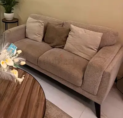 Beige 2-Seater Fabric Sofa in Good Condition