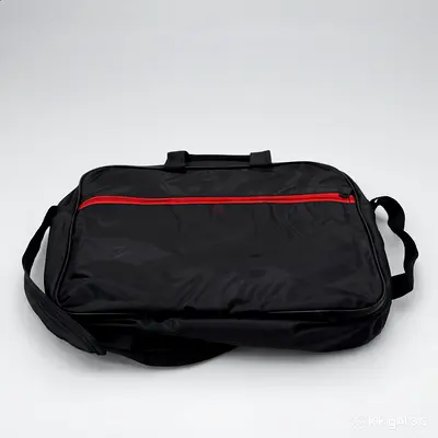 Black laptop messenger bag with red zip - used