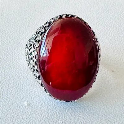 Red Kabradi Agate 950 Silver Ring