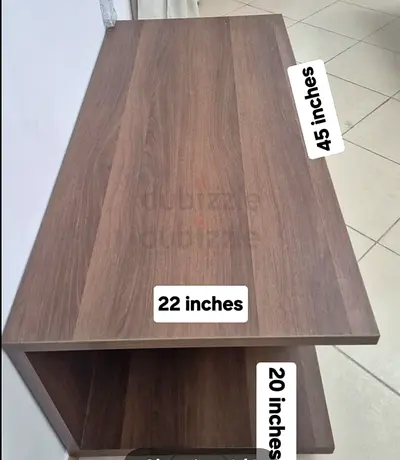 Compact wooden console table 45 x 22 x 20 - good condition with wheels and easy to move