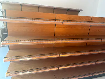 Supermarket Display Shelving Racks – Wooden Finish | Single  Double Side Gondola Shelves