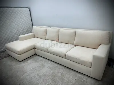 Excellent condition cratebarrel beige color lshape sofa
