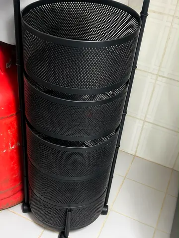 Black Metal Mesh 4-Tier Storage Organizer Tower