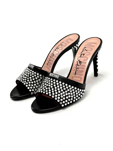 Moschino Limited Edition 85 Crystal Embellished Mules Size 36