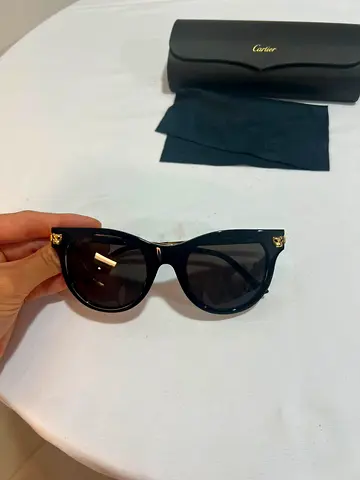 Cartier-style Black Womens Sunglasses with Case
