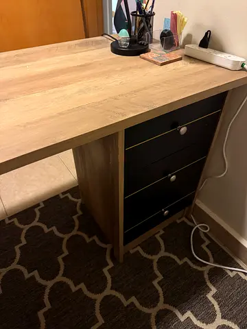 Wood  Black Office Desk with 3 Drawers