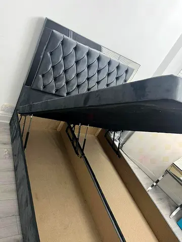 New Grey Velvet Hydraulic Storage Queen Bed - Premium Quality