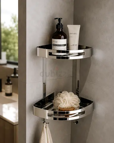 Chrome Corner Shower Caddy - 2 Tier Wall-Mounted