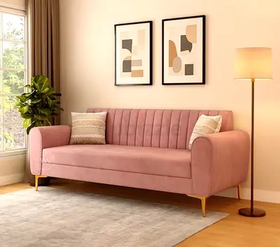 3 Seater Luxury Pink Color Sofa Available for Sale,