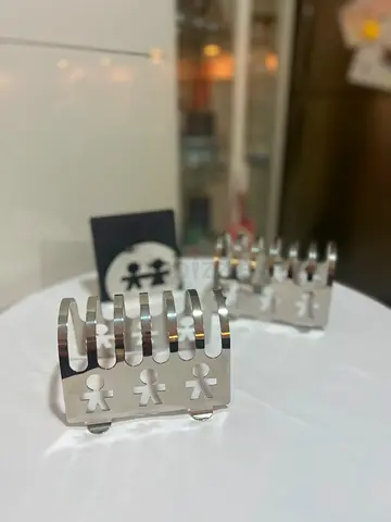 Stainless Steel Napkin/Letter Holders with Cutout People Design - Set of 2