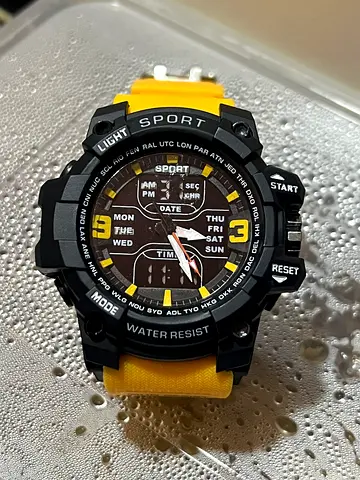 🔥⌚ Brand New Sport Watch 💧 | Orange  Black | Analog  Digital🕒 | AED 70 💰