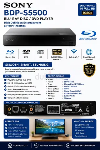 Sony BDP-S5500 Blu-ray Disc / DVD Player - Full HD 1080p