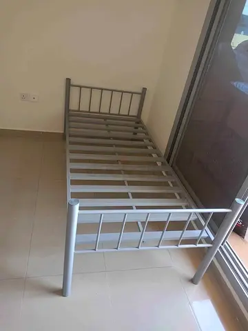 Brand new silver single bed available.