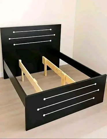 Black Wooden Double Bed Frame with Headboard and Footboard