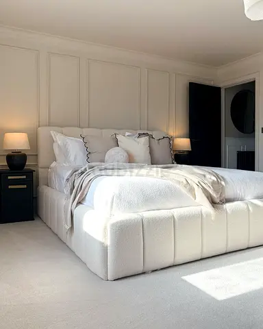 Modern Upholstered Bed Frame with Padded Headboard